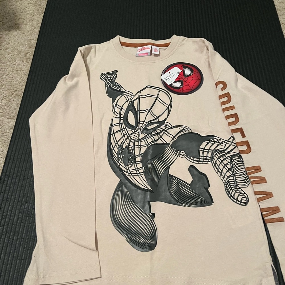 Marvel Spider-Man Cream and Black Long Sleeve Shirt